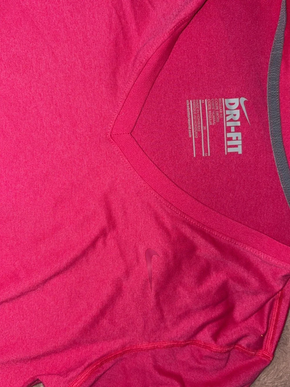 Nike Women's Bright Pink V-Neck Dri-FIT Short Sleeve Tee